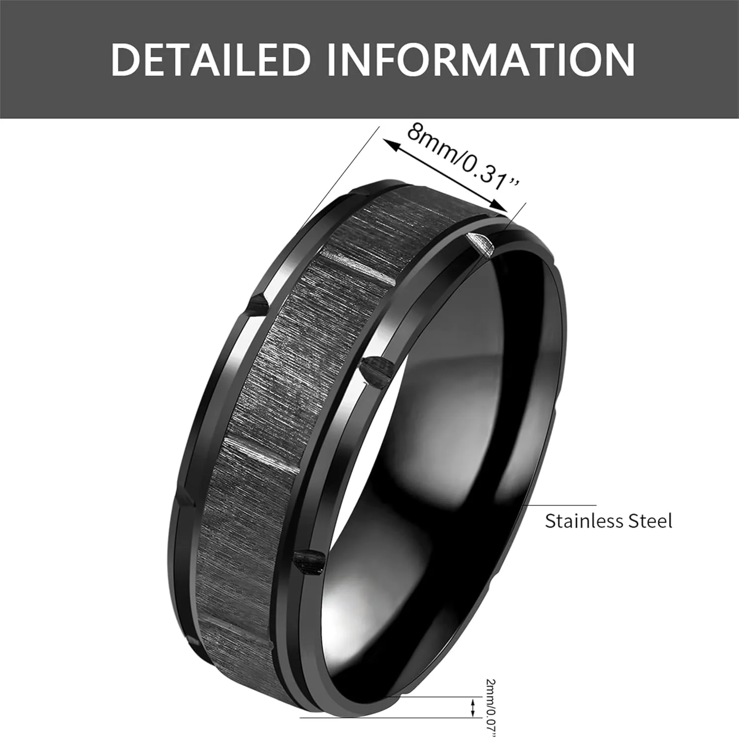 | Stainless Steel Ring | Brushed Texture | Couple Ring | Daily Wear | Size 6-11 | Y4035