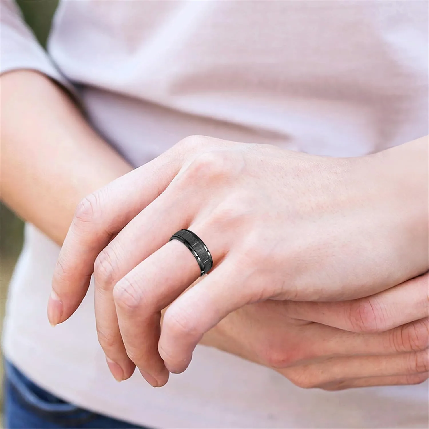 | Stainless Steel Ring | Brushed Texture | Couple Ring | Daily Wear | Size 6-11 | Y4035