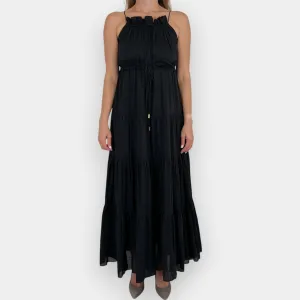Aje Black Cotton Tiered Maxi Dress Small ~ AU6 [Fits AU8]