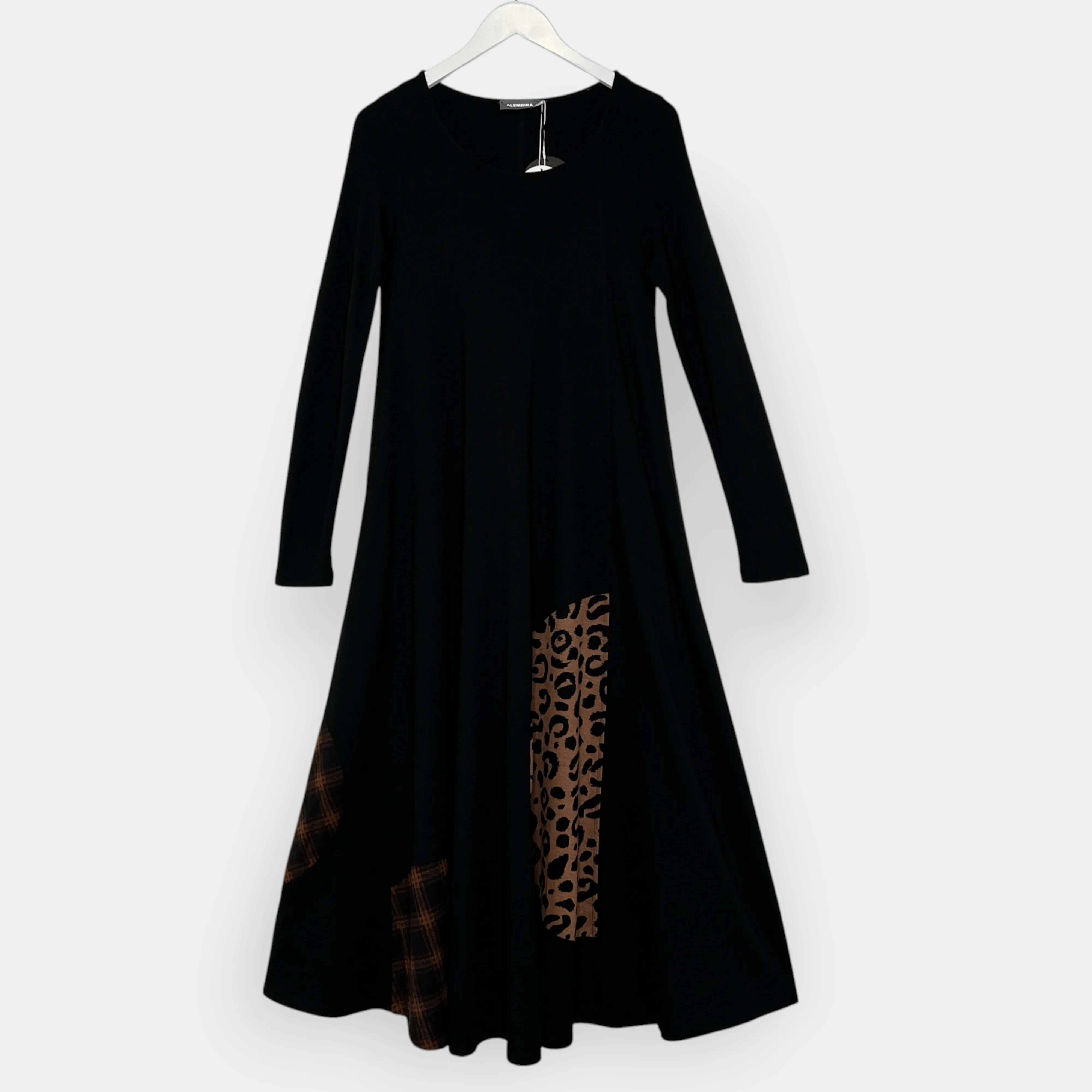 Alembika Black Jersey Animal Print Swing Dress Medium 2 ~ AU12-14 ~ US8 [NEW]