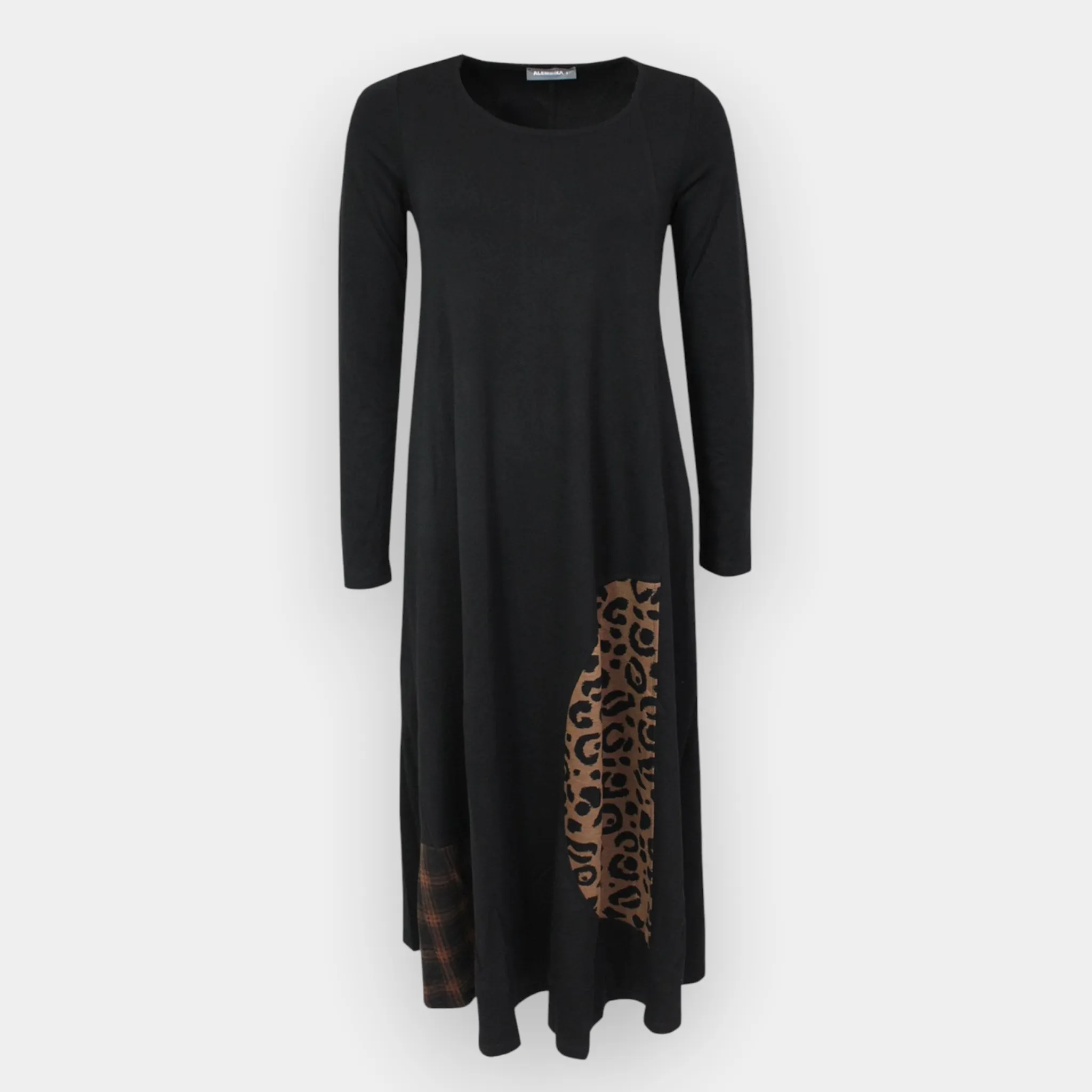 Alembika Black Jersey Animal Print Swing Dress Medium 2 ~ AU12-14 ~ US8 [NEW]