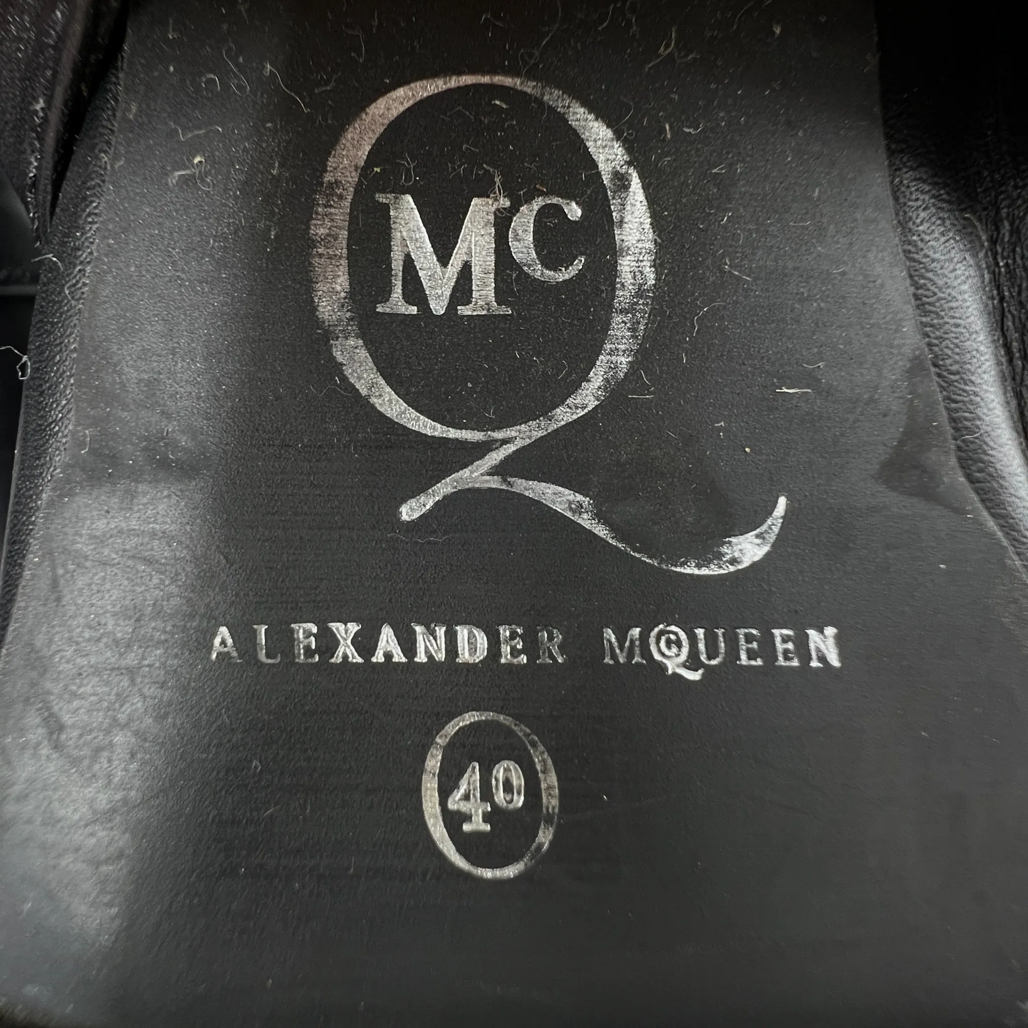 Alexander McQueen Black Leather Lace Up Round Toe Heeled Boots EU40 ~ AU9