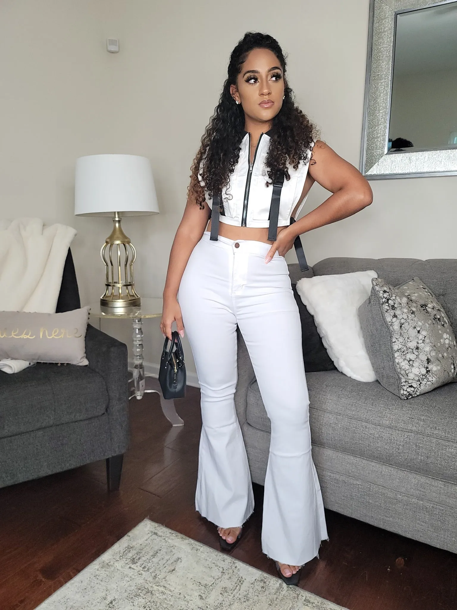 Break My Soul | White Flare Bell Bottom Jeans