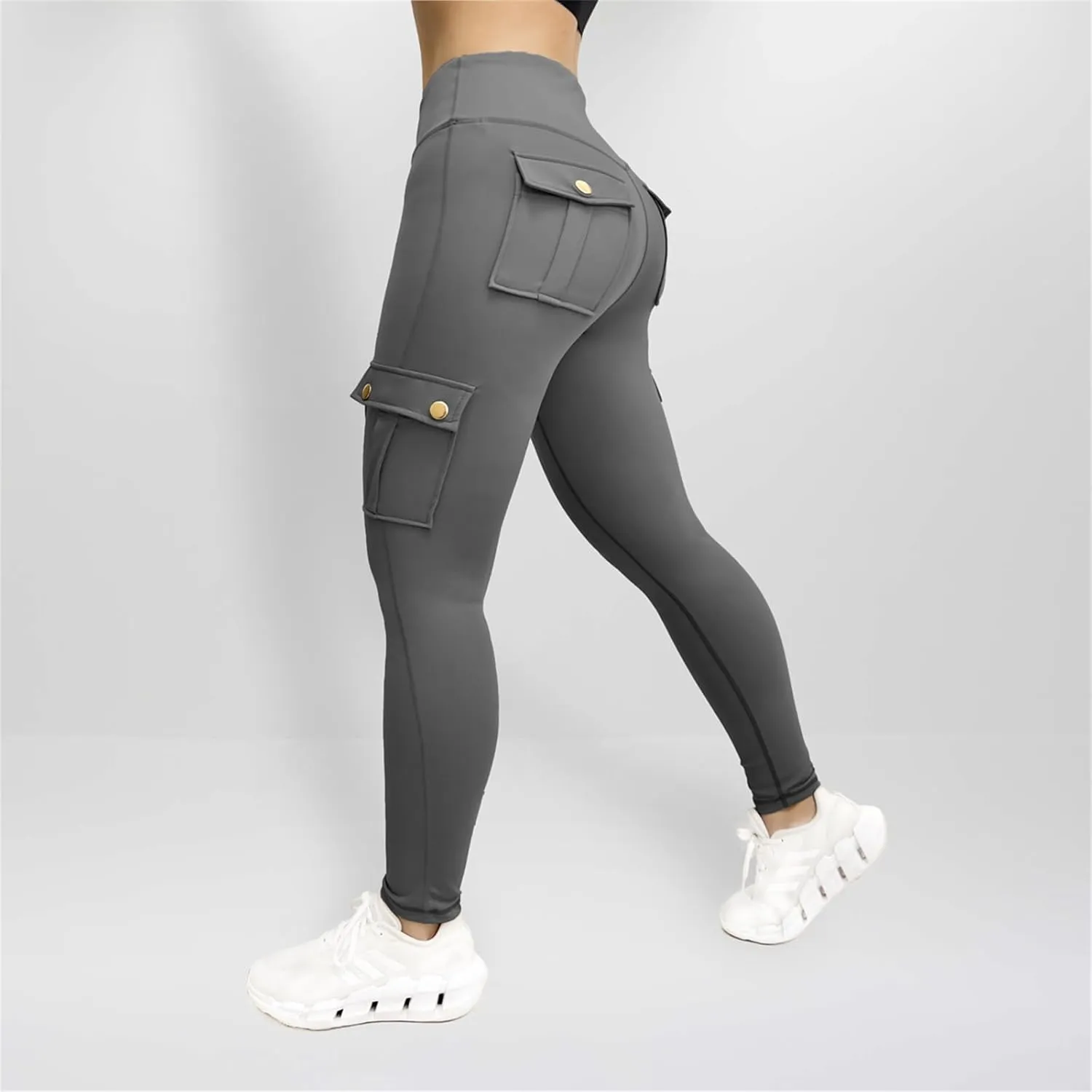 Cargo Leggings for Women Solid Camo Butt Lifting Leggings High Waist Tummy Control Running Yoga Pants Elastic Trousers