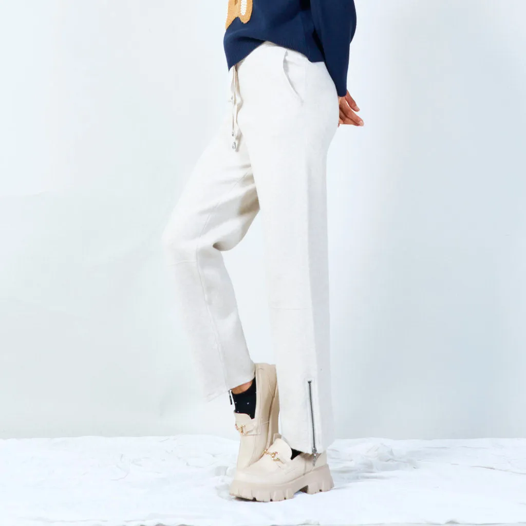 Casual drawstring pants with zipper detail wholesale