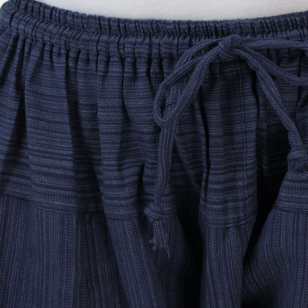 Deep Sea Blue Men's Pinstripe Harem Pants