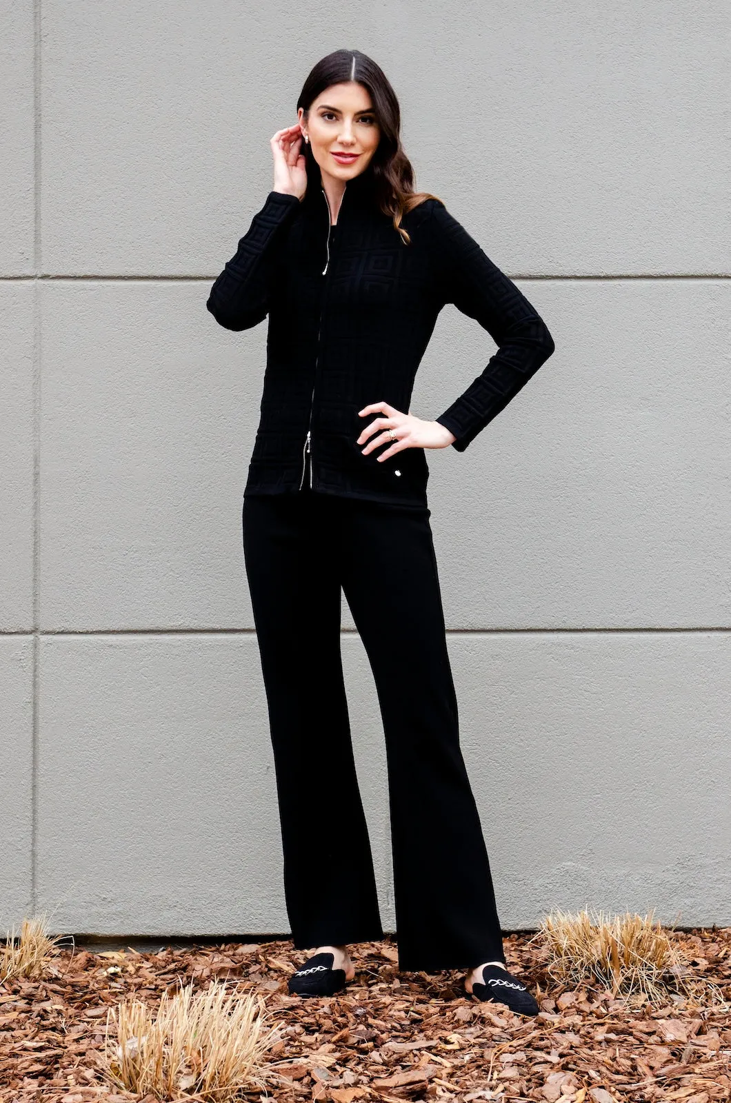 Domenique Milano-Knit Boot Leg Pants - Black