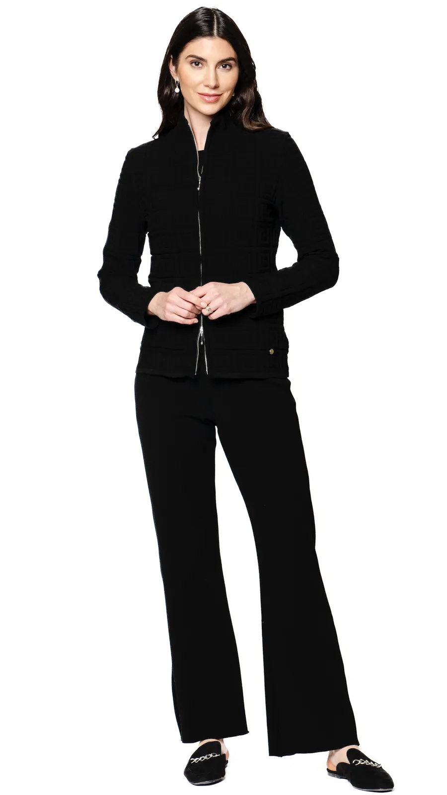 Domenique Milano-Knit Boot Leg Pants - Black