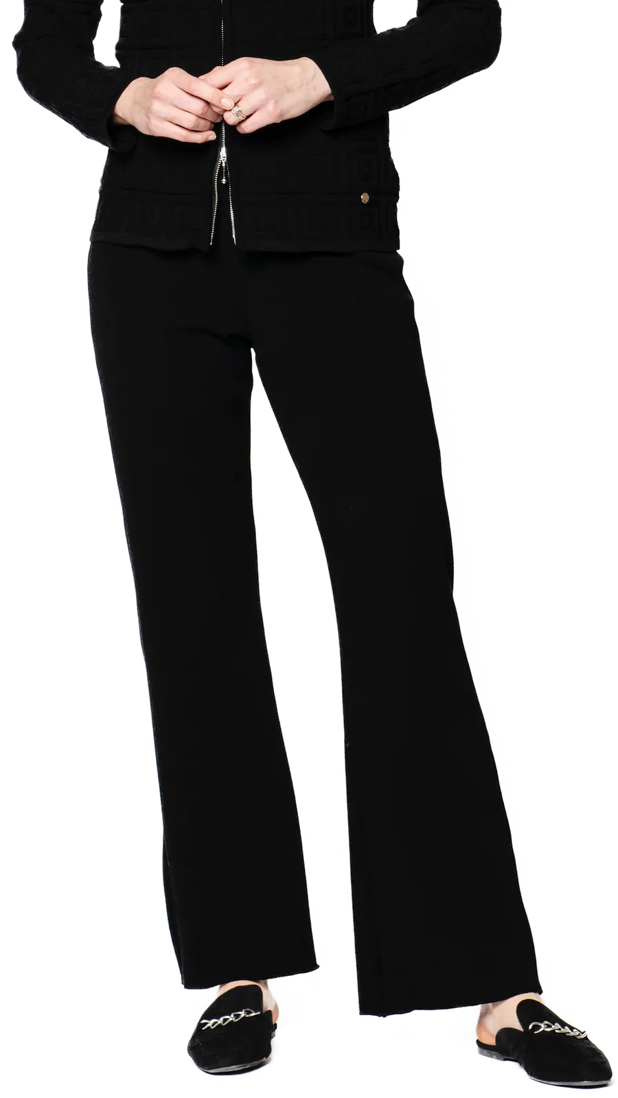 Domenique Milano-Knit Boot Leg Pants - Black