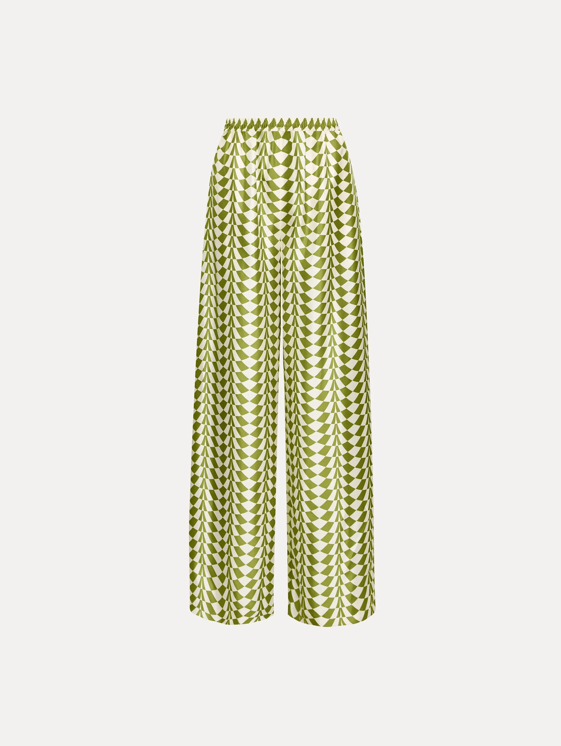 Geo Silk Twill Wide Leg Pant