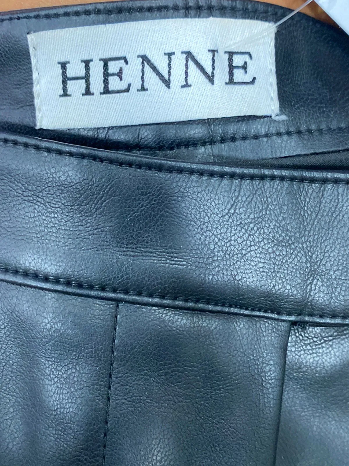 Henne Black Leather Trousers UK 8