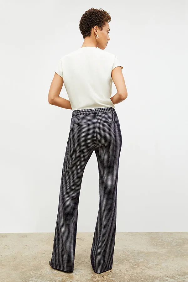 Horton Flare Trouser - Stretch Houndstooth :: Black / White