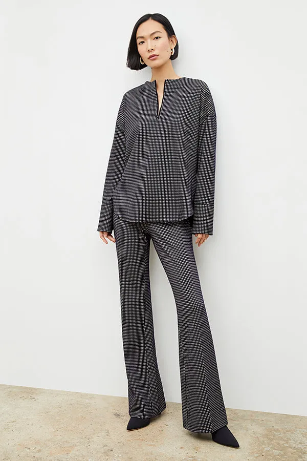 Horton Flare Trouser - Stretch Houndstooth :: Black / White
