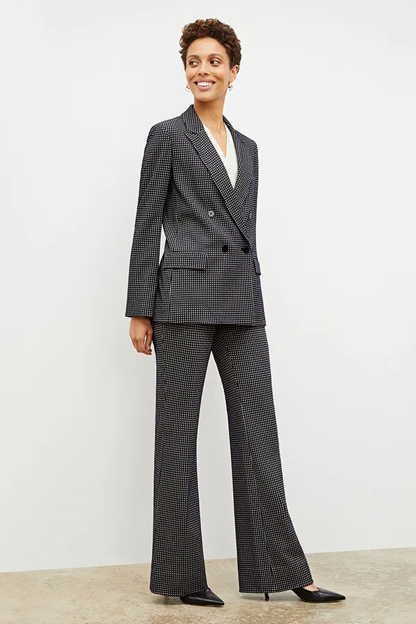 Horton Flare Trouser - Stretch Houndstooth :: Black / White