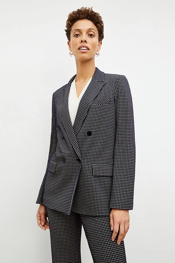 Horton Flare Trouser - Stretch Houndstooth :: Black / White
