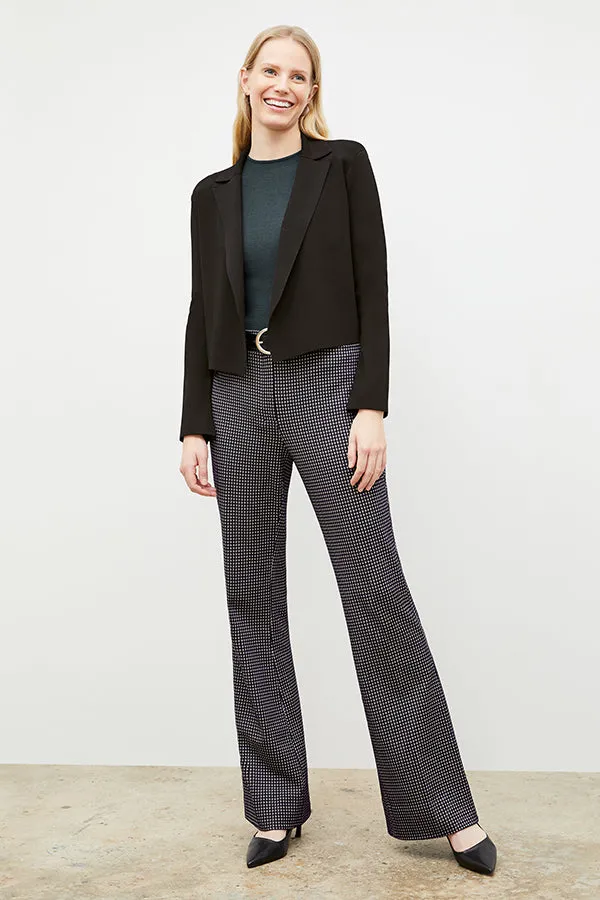 Horton Flare Trouser - Stretch Houndstooth :: Black / White