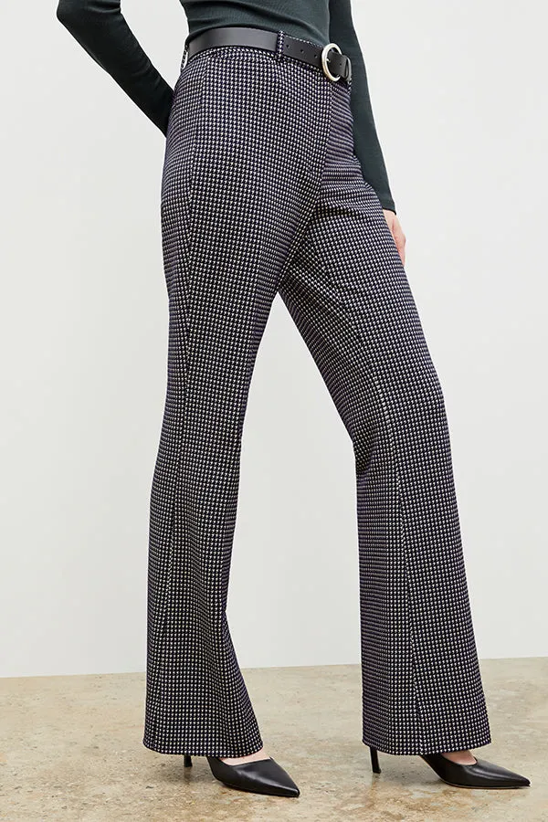 Horton Flare Trouser - Stretch Houndstooth :: Black / White