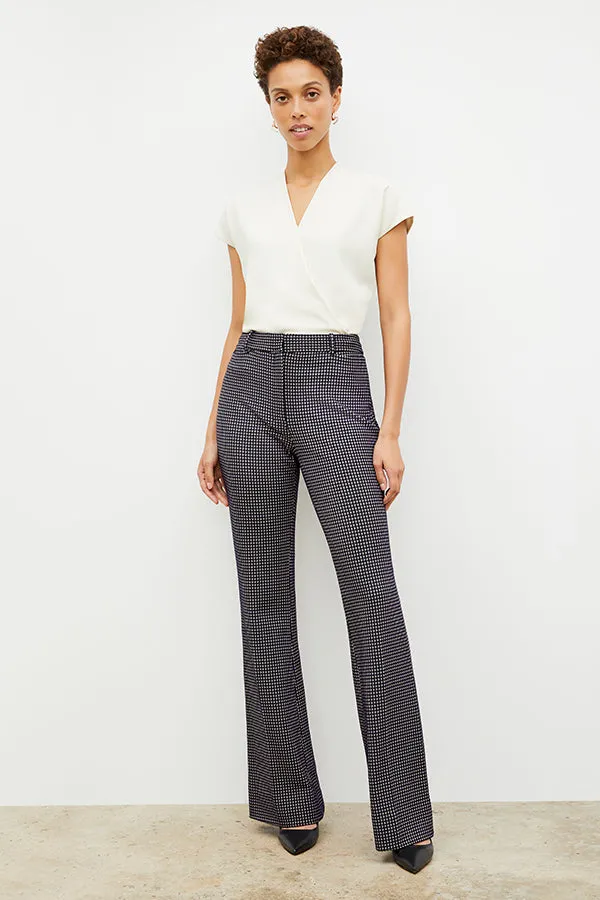 Horton Flare Trouser - Stretch Houndstooth :: Black / White