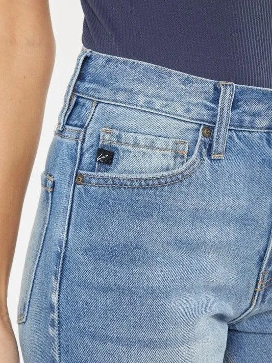 Kancan USA Chew-Up The Competition Distressed High-Rise Mom Jeans