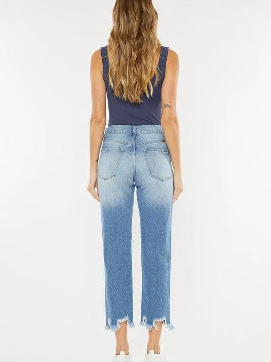 Kancan USA Chew-Up The Competition Distressed High-Rise Mom Jeans