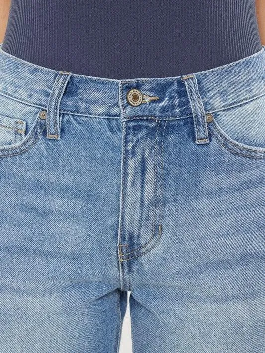 Kancan USA Chew-Up The Competition Distressed High-Rise Mom Jeans