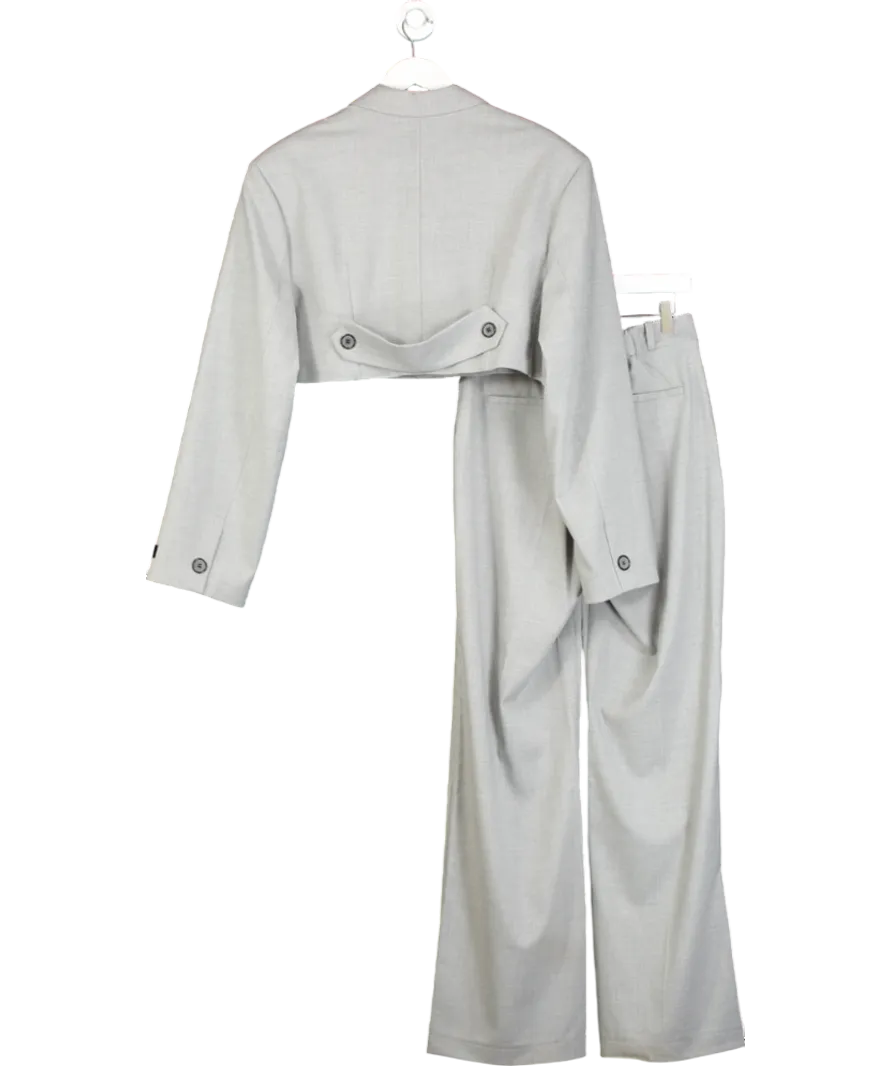 Laretaggio Grey Cropped Wool Blend Blazer And Trouser Suit UK XS/S