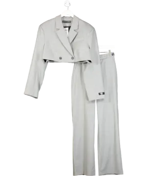 Laretaggio Grey Cropped Wool Blend Blazer And Trouser Suit UK XS/S