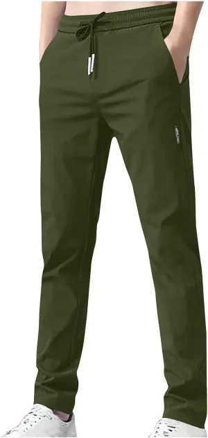 Lightweight Pants Men,Mens Outdoor Hiking Pants Casual Comfy Workout Trousers with Drawstring Mens Baggy Cargo Pants