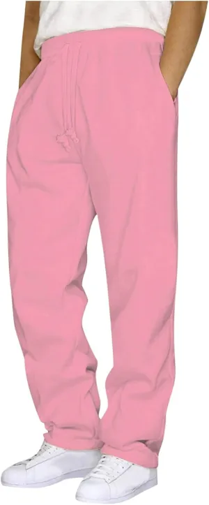 Mens Casual Baggy Sweatpants Elastic Drawstring Waist Loose Workout Pant Jogger Outdoor Hiking Pants with Pockets