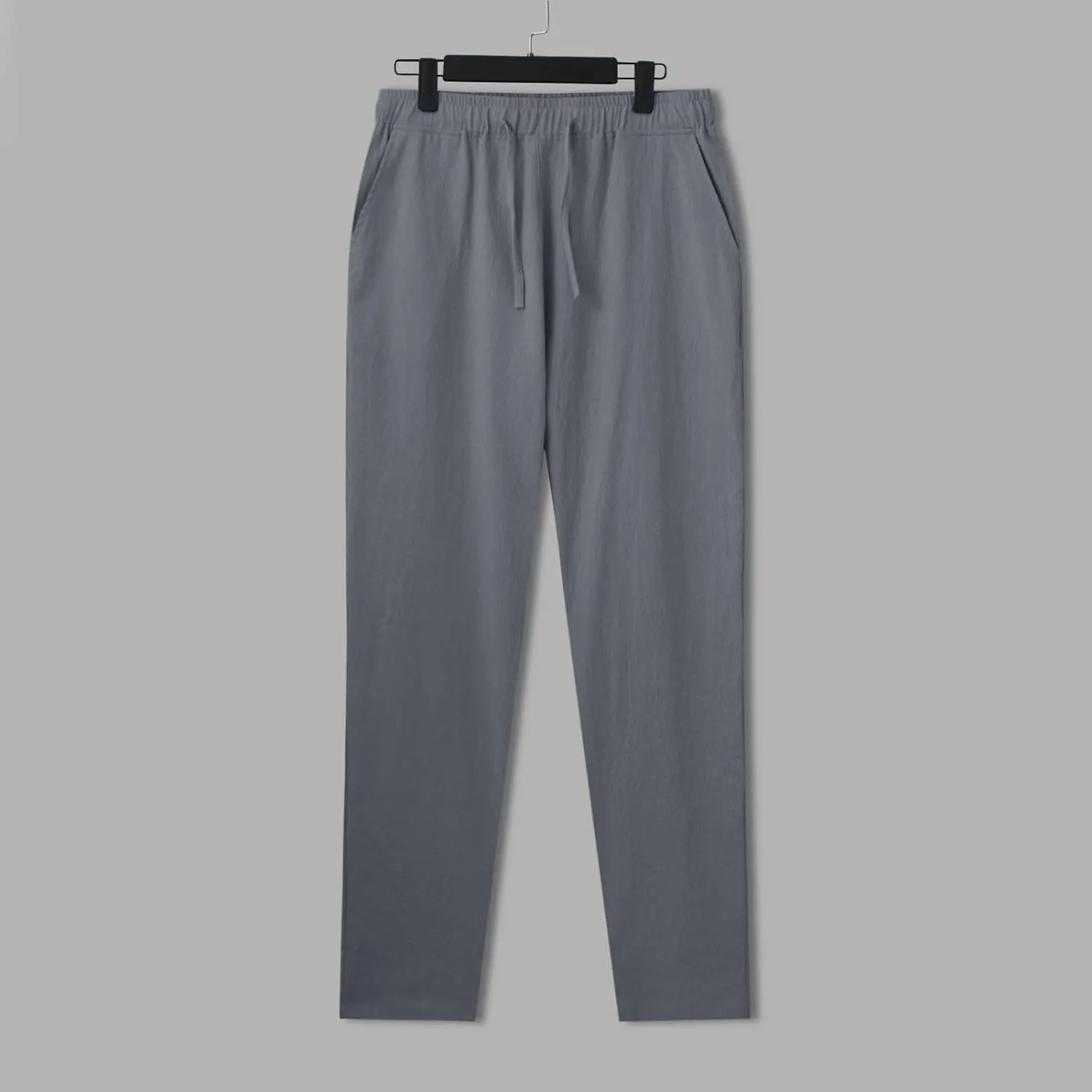 Mens Linen Yoga Lightweight Joggers Pants, Loose Casual Summer Elastic Waist Drawstring Baggy Trousers with Pocket