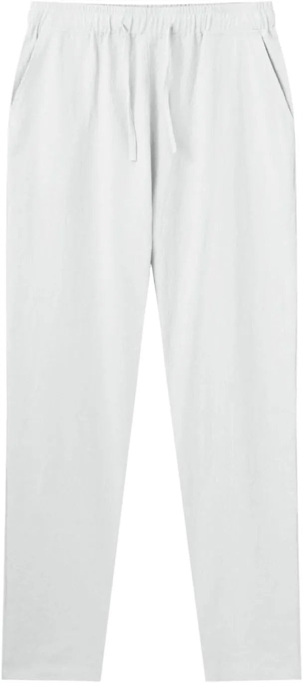 Mens Linen Yoga Lightweight Joggers Pants, Loose Casual Summer Elastic Waist Drawstring Baggy Trousers with Pocket