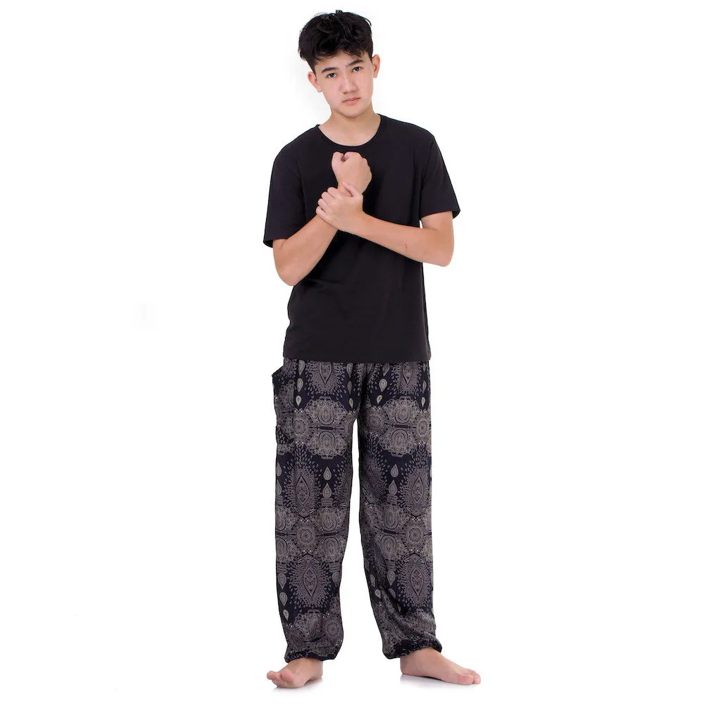 Men’s Mandala Harem Pants Black Night Sky
