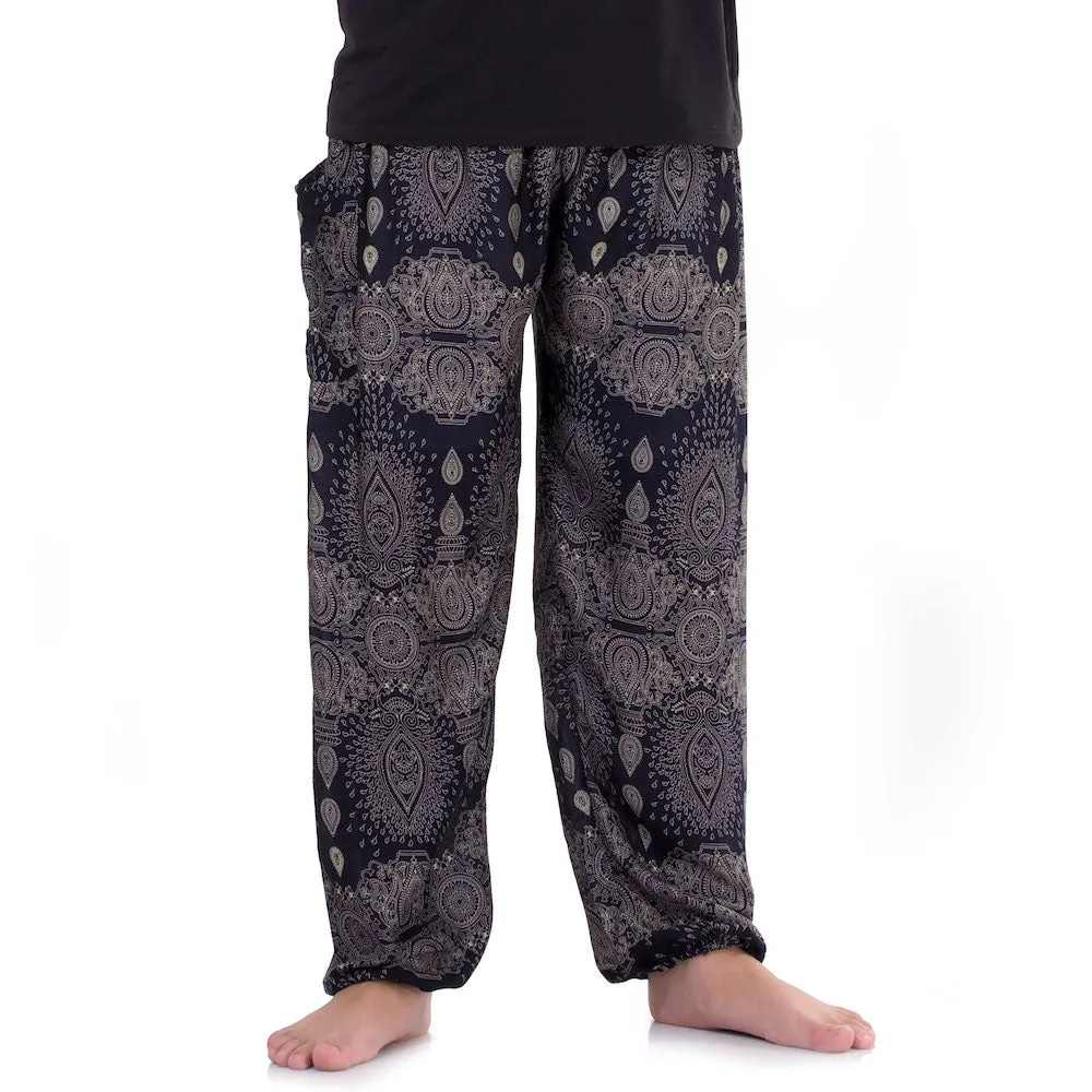 Men’s Mandala Harem Pants Black Night Sky
