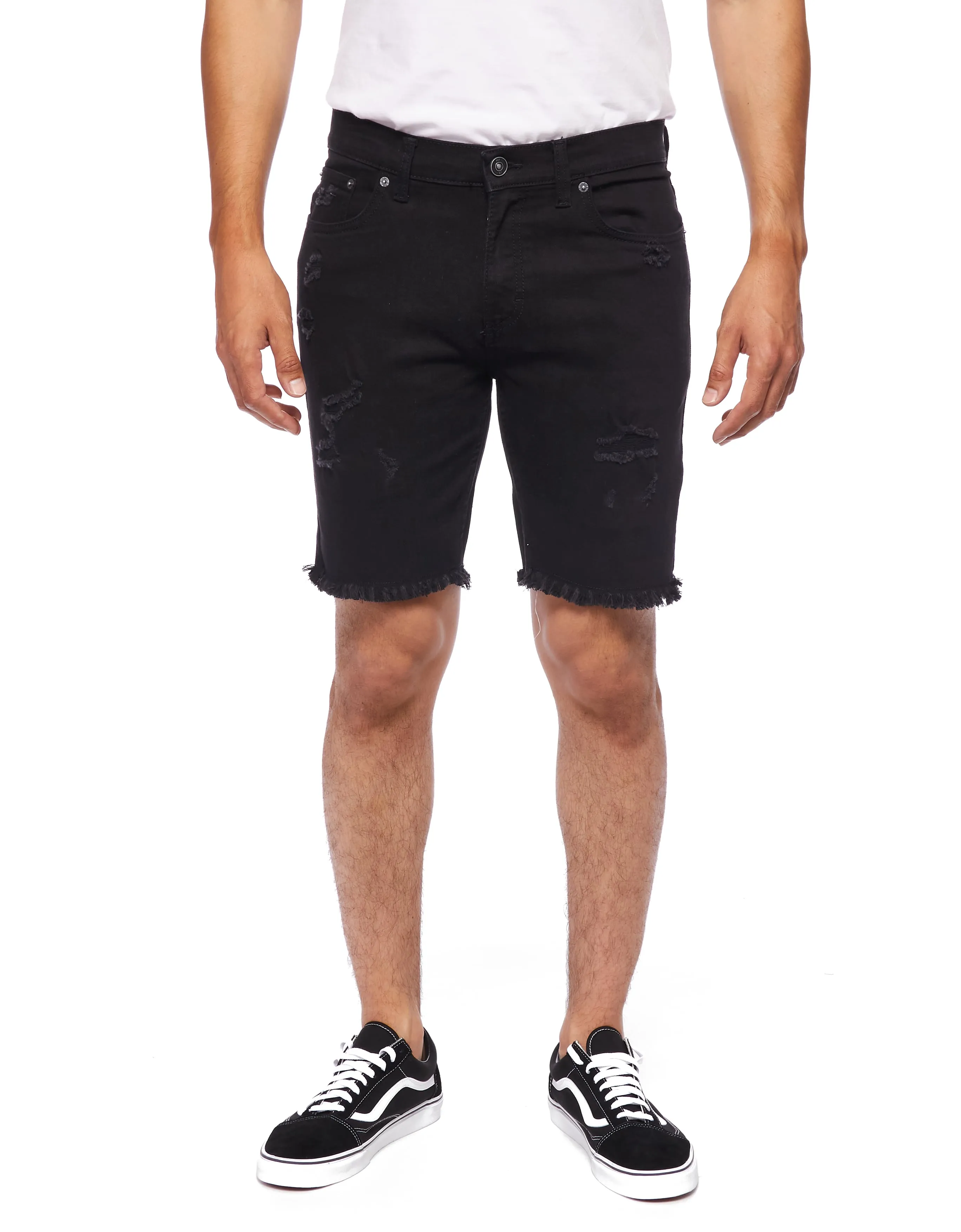 MEN'S RAW EDGE RIPPER DENIM SHORTS