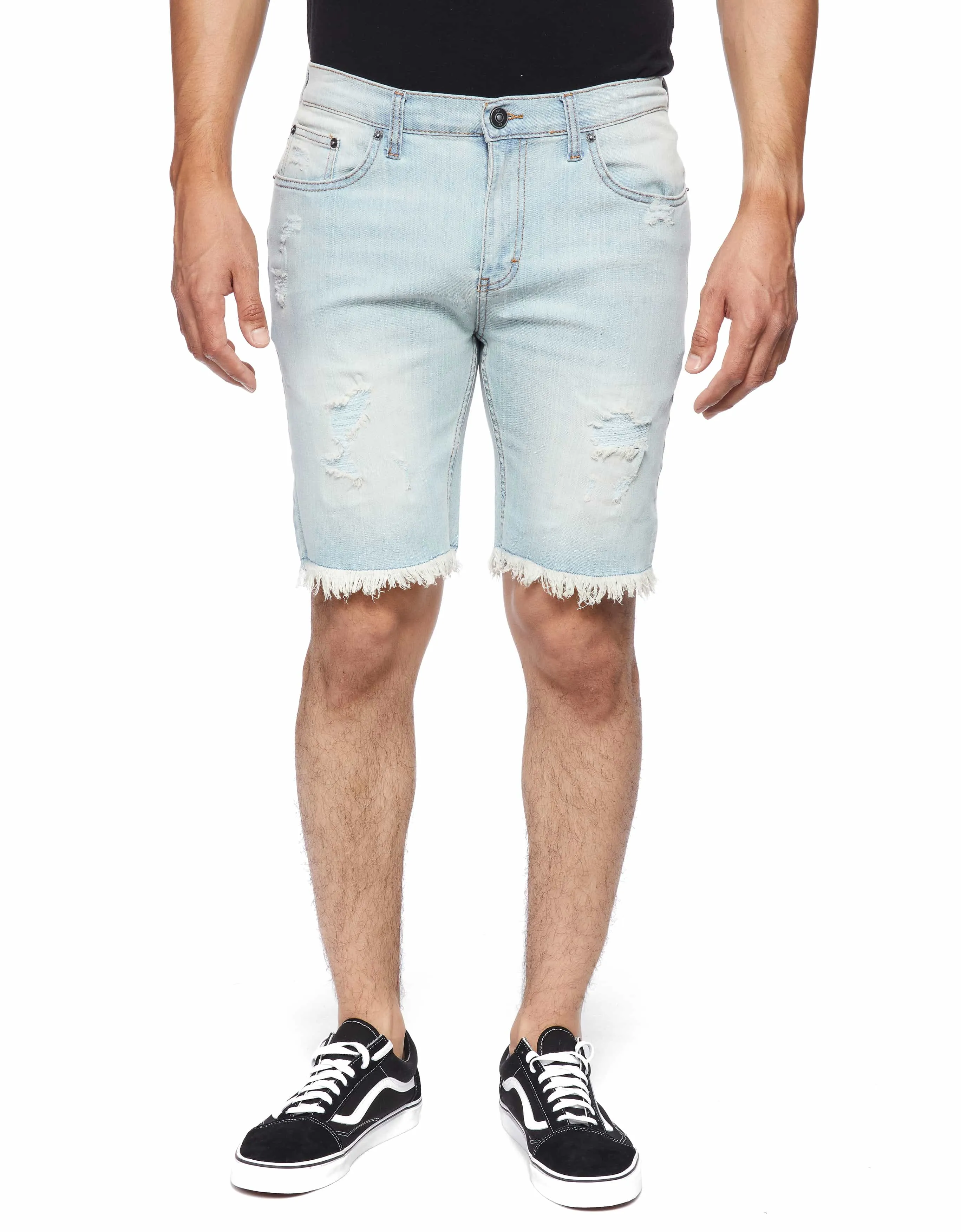 MEN'S RAW EDGE RIPPER DENIM SHORTS