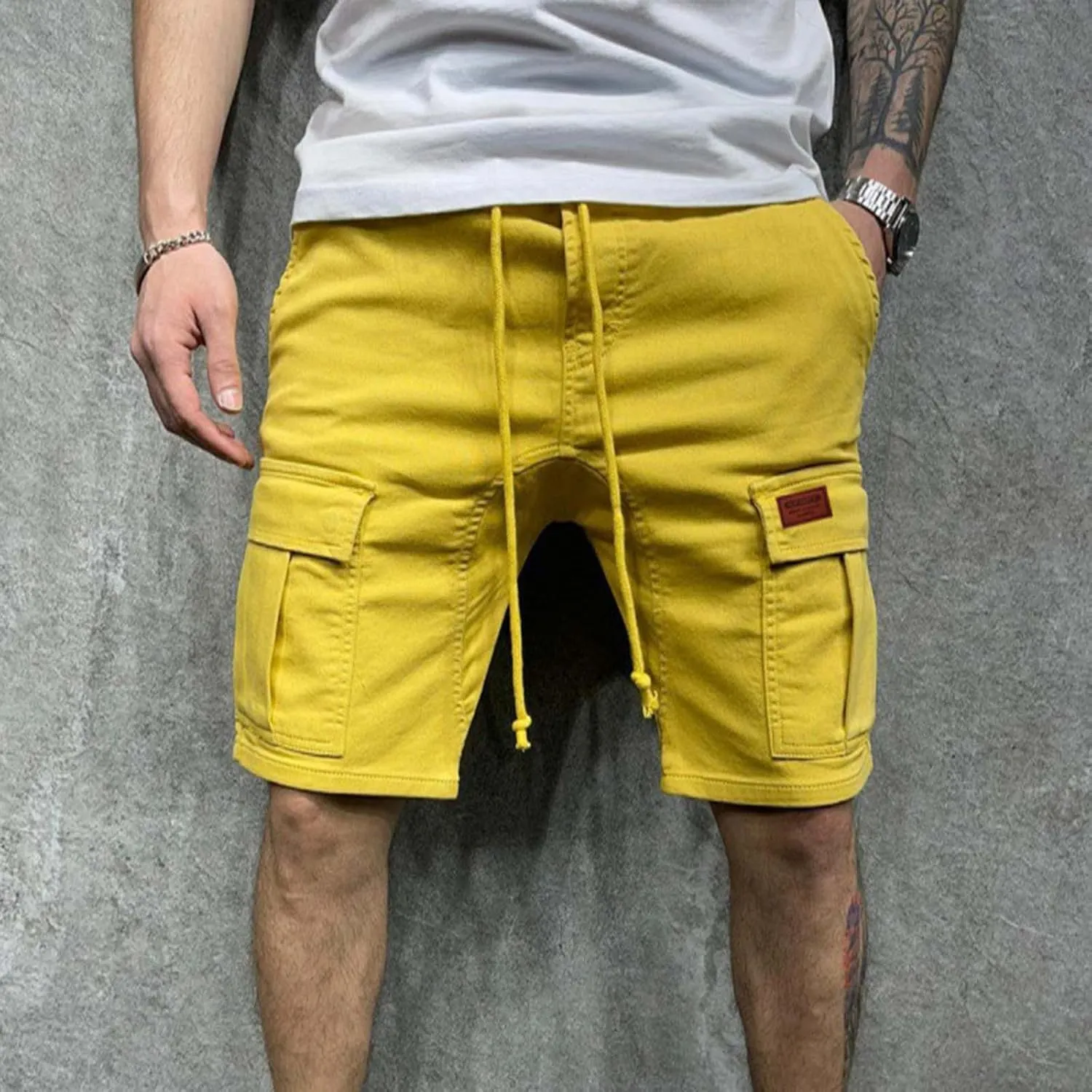 Mens Shorts 7 Inch Slim Fit Cargo Shorts Cotton Work Shorts Multi Pocket Casual Comfort Flex Waistband Shorts