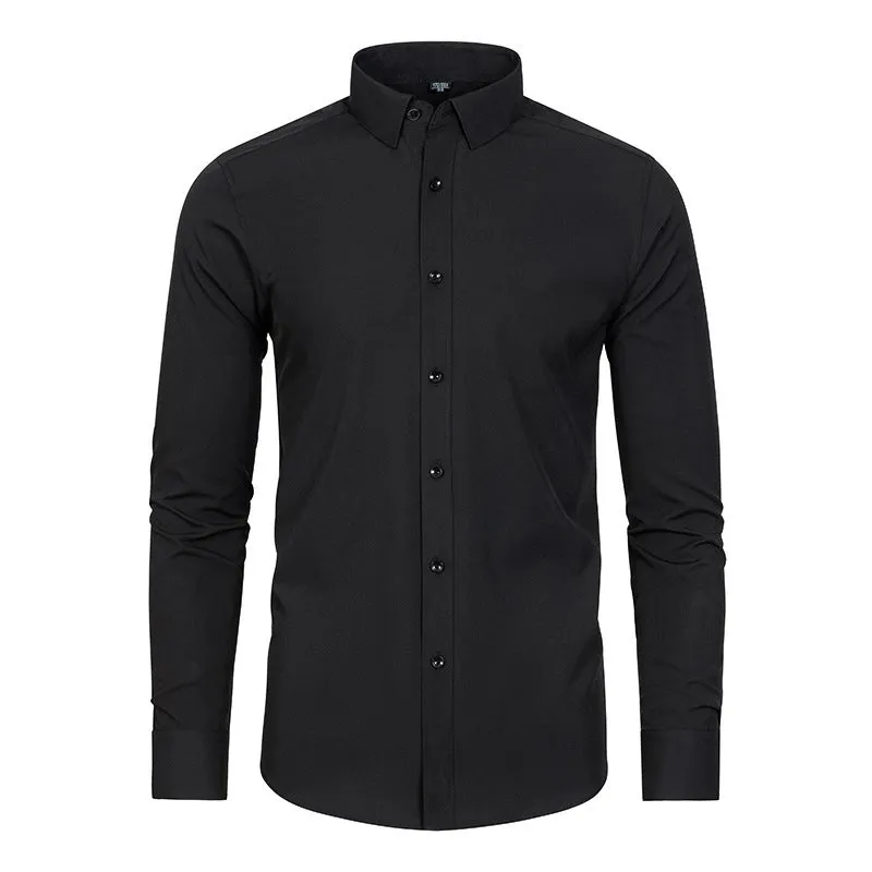 Men's Silky Wrinkle Resistant Solid Color Stretch Shirt