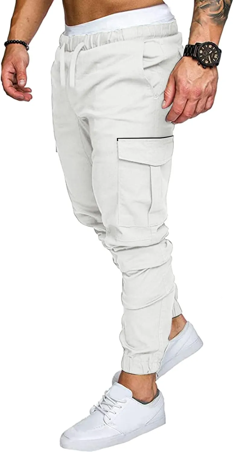 Mens Workout Cargo Sweatpants Warm Fleece Heavyweight Gym Athletic Running Track 5 Pocket Winter Sweat Pants Athletic