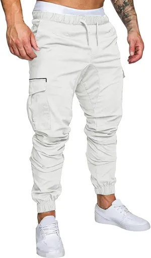 Mens Workout Cargo Sweatpants Warm Fleece Heavyweight Gym Athletic Running Track 5 Pocket Winter Sweat Pants Athletic