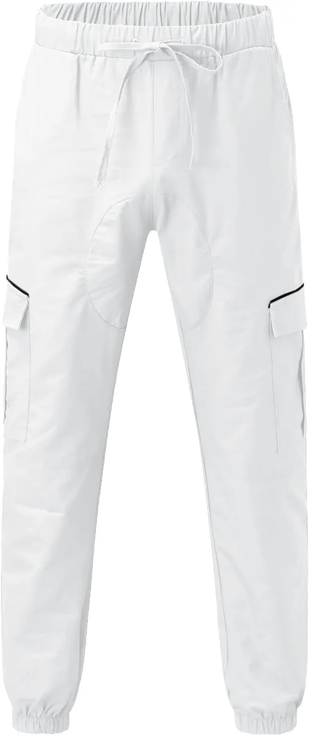 Mens Workout Cargo Sweatpants Warm Fleece Heavyweight Gym Athletic Running Track 5 Pocket Winter Sweat Pants Athletic