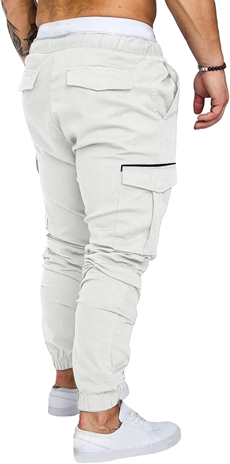 Mens Workout Cargo Sweatpants Warm Fleece Heavyweight Gym Athletic Running Track 5 Pocket Winter Sweat Pants Athletic