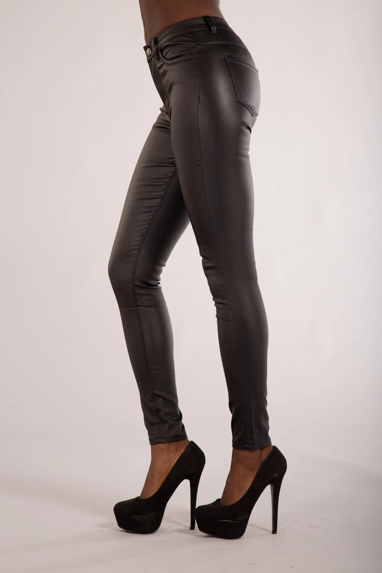 MidnightGlam High-Waist Faux Leather Trousers