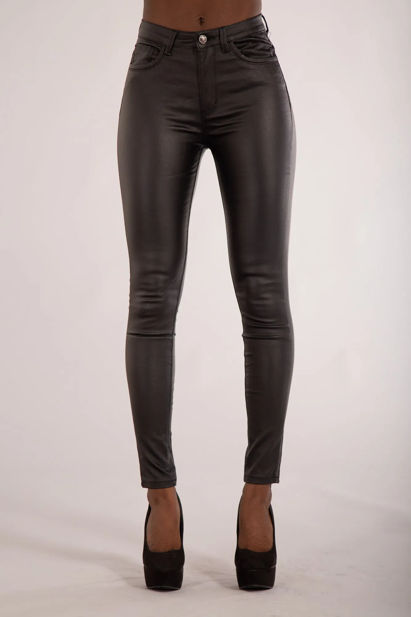 MidnightGlam High-Waist Faux Leather Trousers