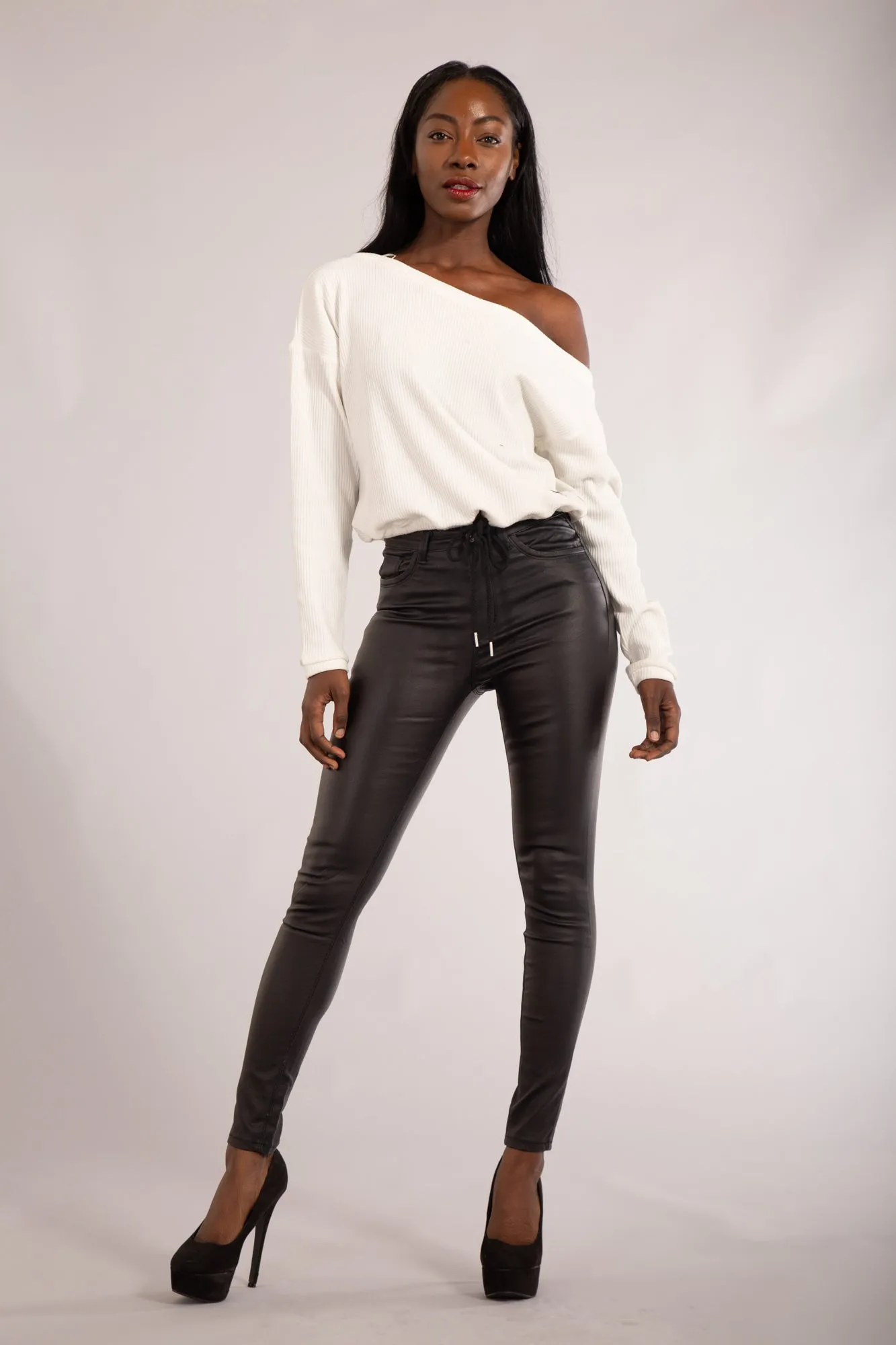MidnightGlam High-Waist Faux Leather Trousers