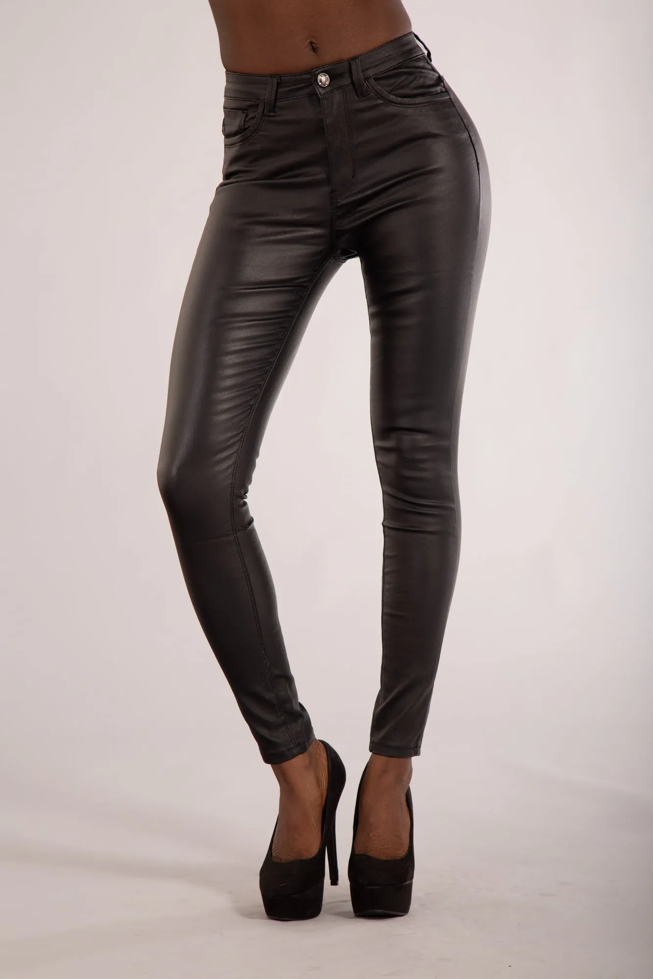 MidnightGlam High-Waist Faux Leather Trousers