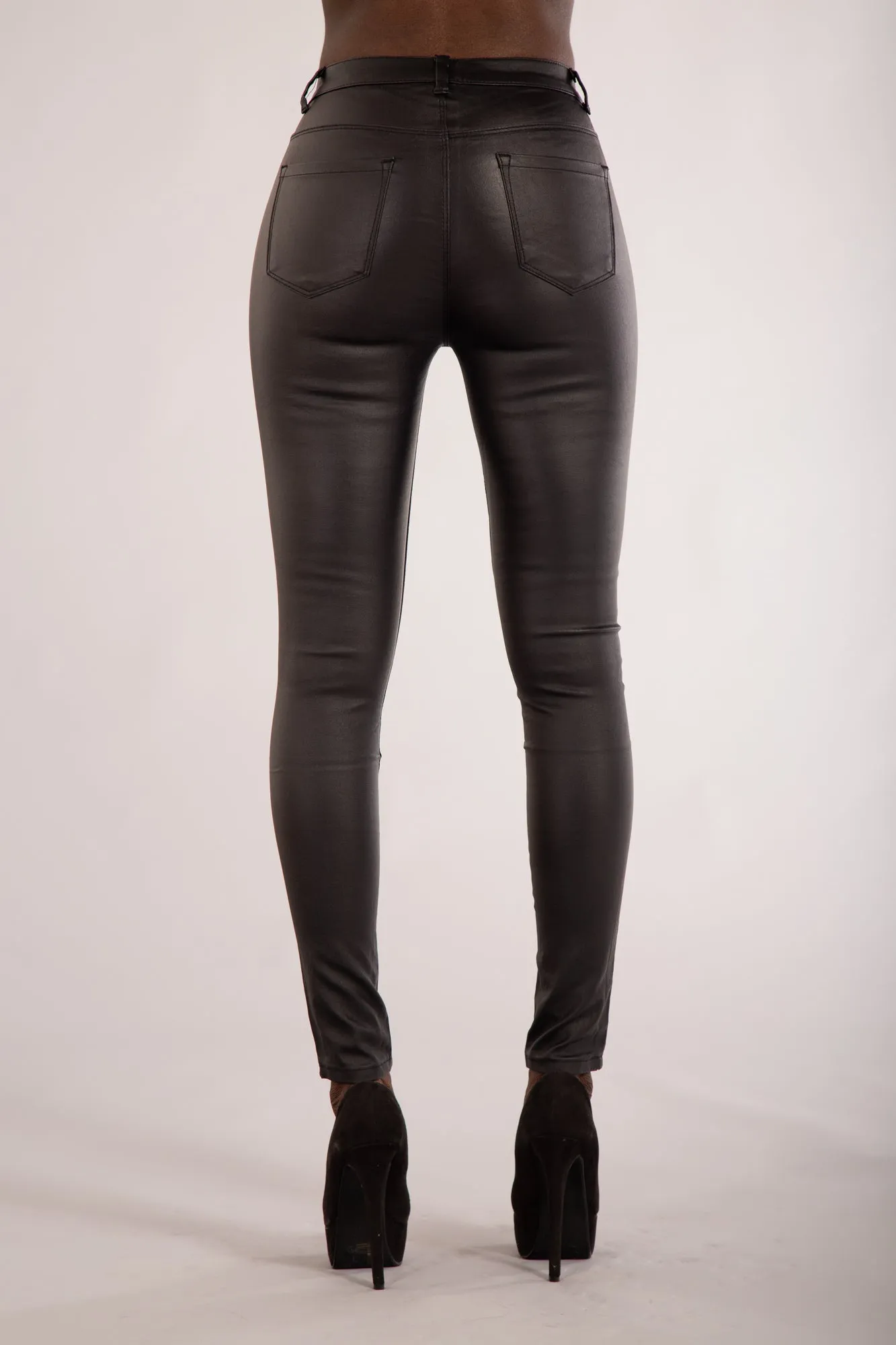 MidnightGlam High-Waist Faux Leather Trousers