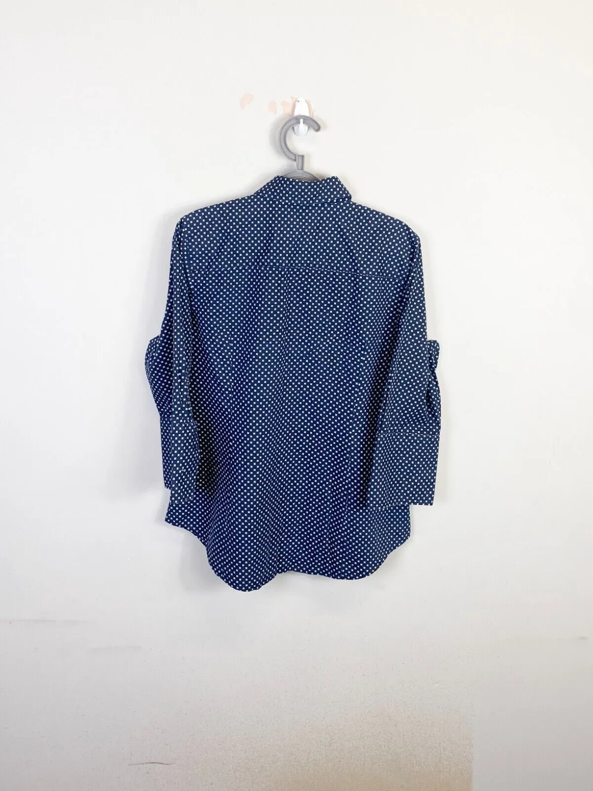 Nautica Shirt Womens Large Blue Floral Wrinkle Resistant Collared Button Down