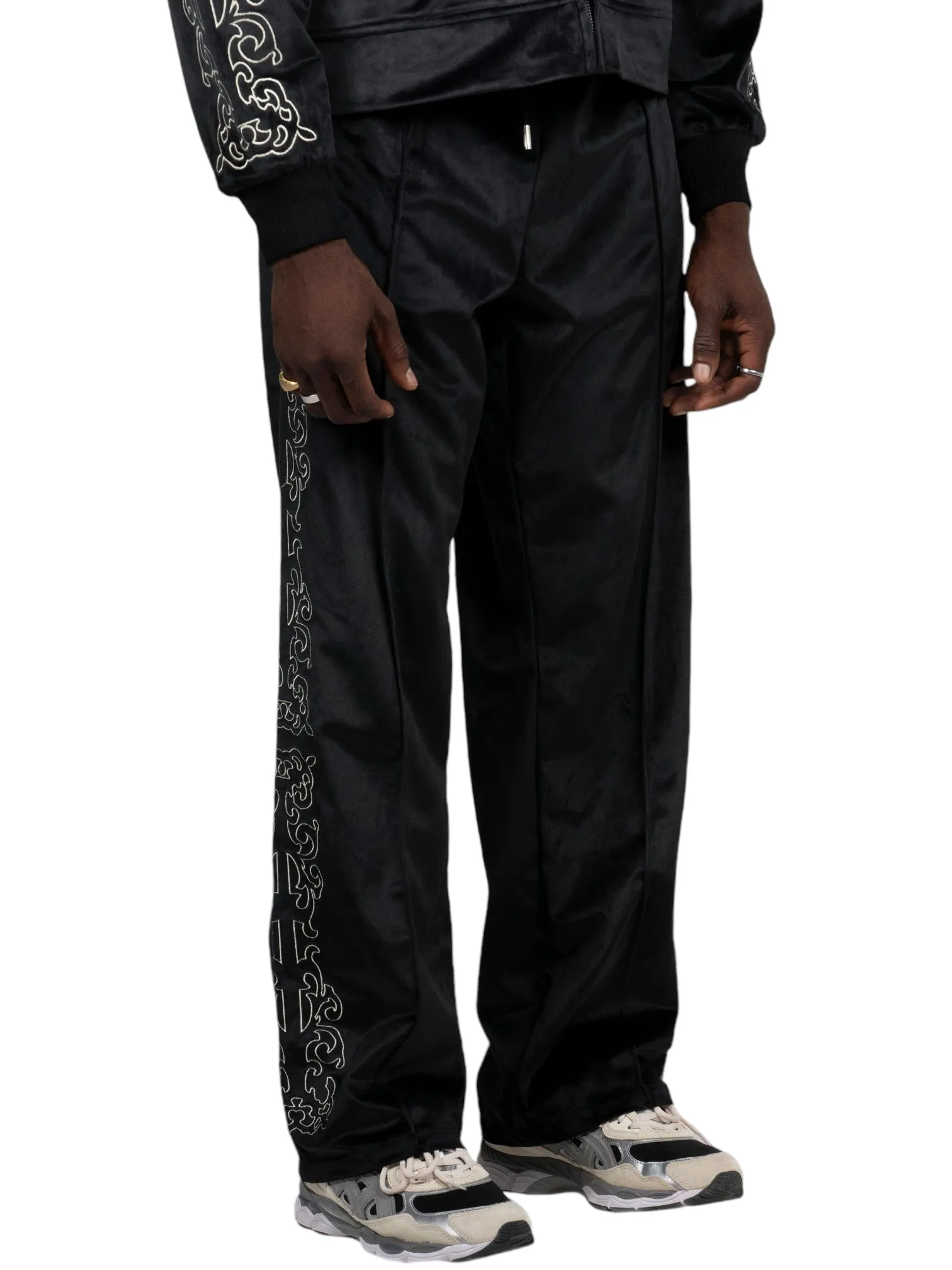 Pleasures Unquote Velour Track Pants Black