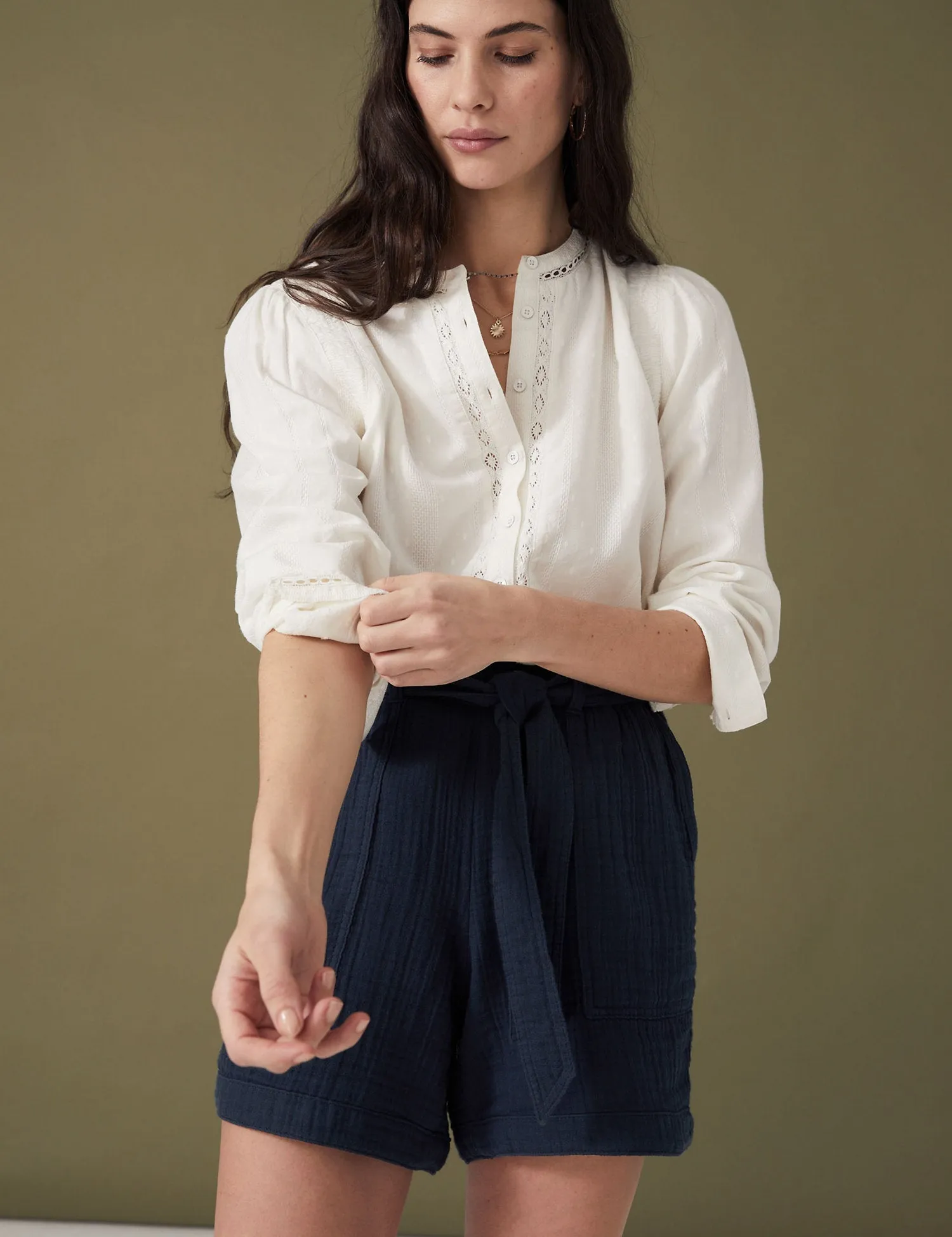 Pure Cotton High Waisted Belted Shorts