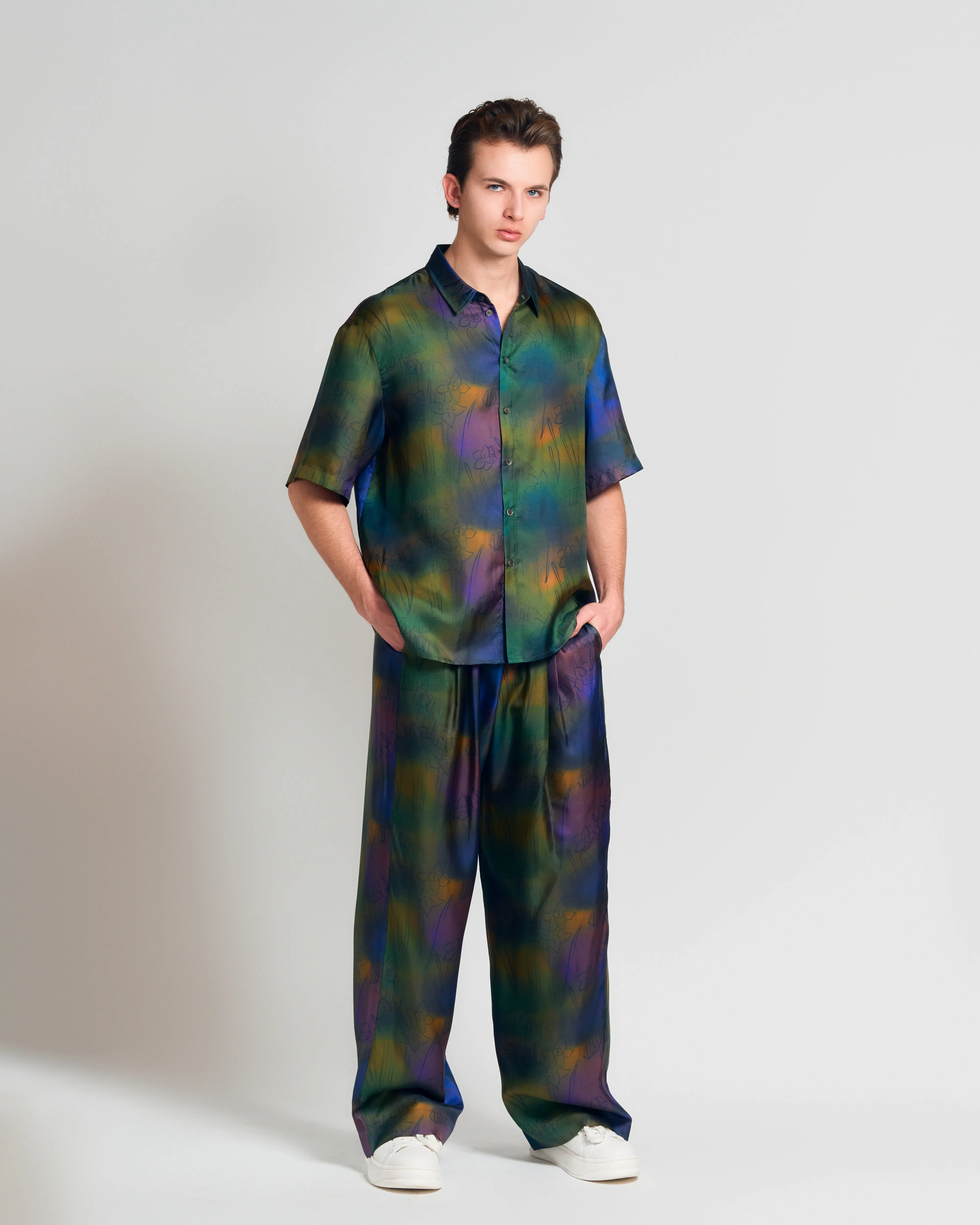 "Brooklyn" Silk Wide Leg Palazzo Pants - Green